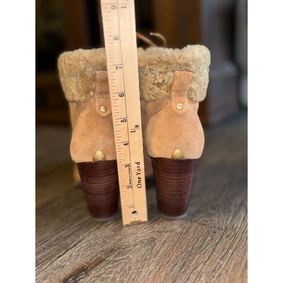 UGG size 9 Analise Lined Suede Sheepskin Chestnut Boots - Picture 6 of 12